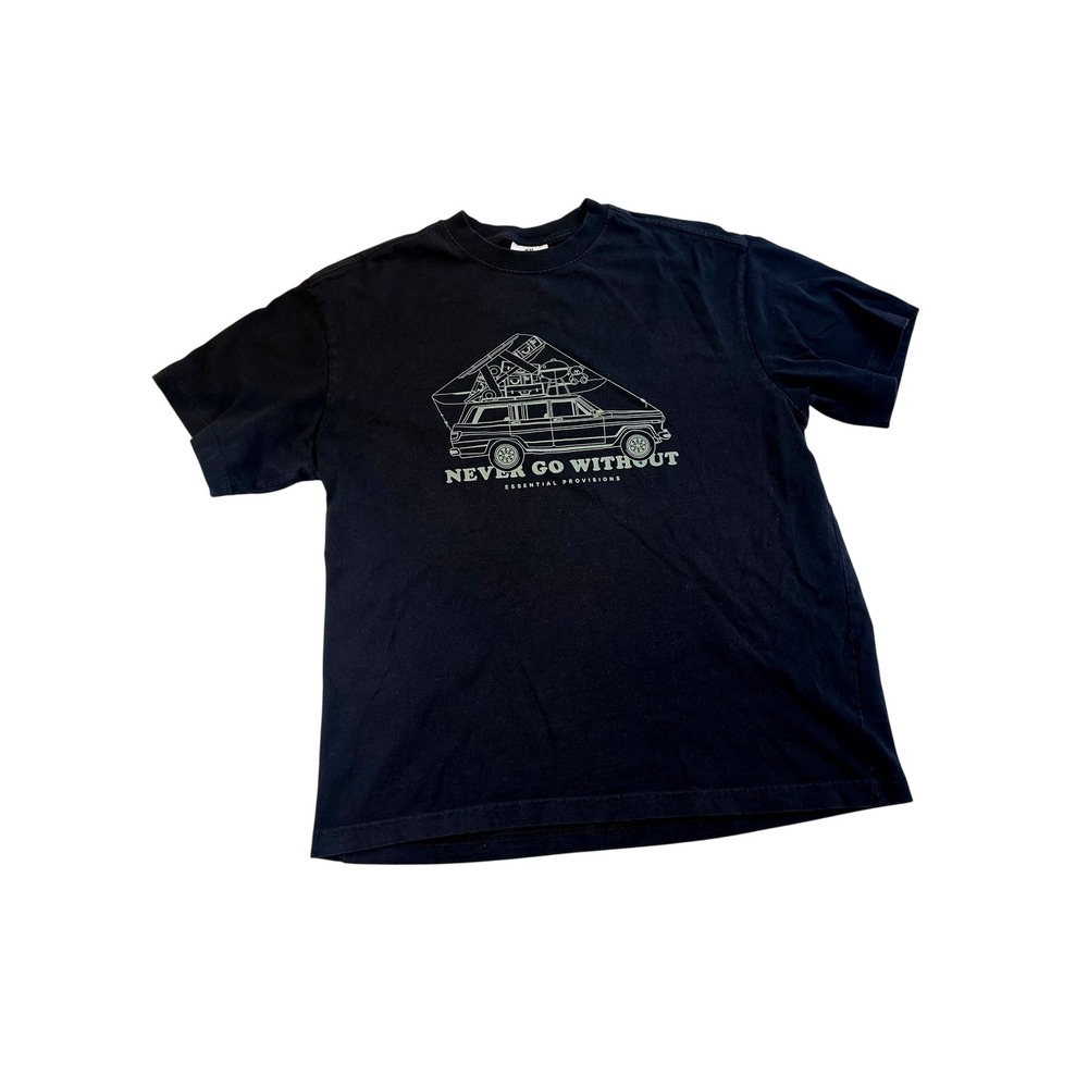 HM Relaxed Fit Graphic T-Shirt Black Never Go Without SUV Camping Mens L